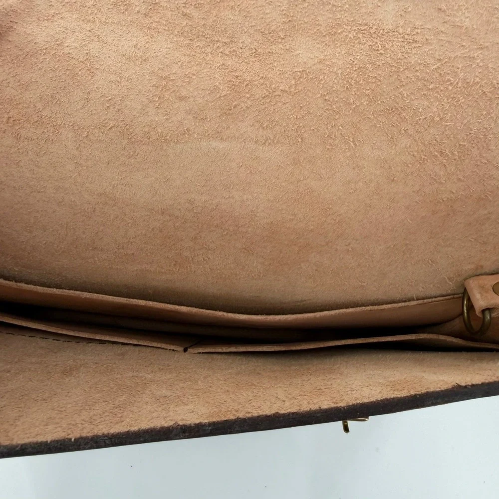 Unbranded Messenger Bag Leather Satchel Modern Unisex Large Dark Brown Shoulder